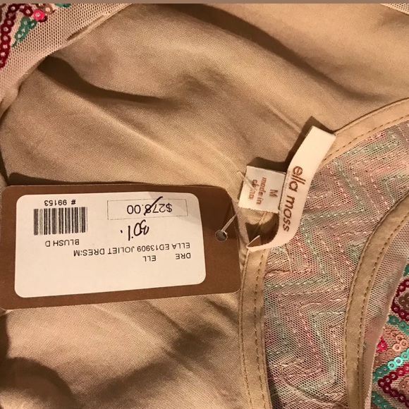 New ELLA MOSS Joliet Sequin Chevron Dress Blush Pink Shift Sheath Cocktail NWT - Picture 8 of 8